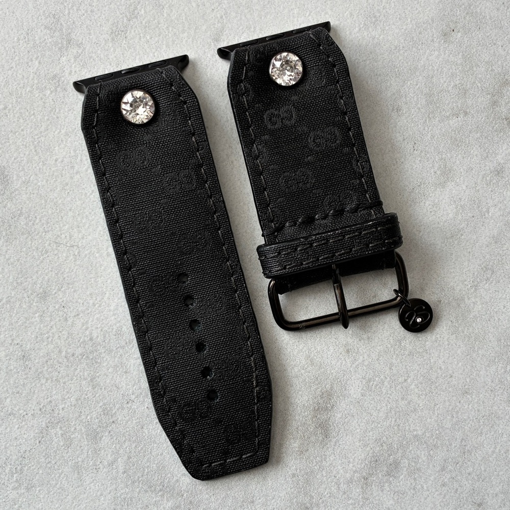 Spark*l Authentic Upcycled Micro GG Black Sivella Apple Watch Band - Size 2